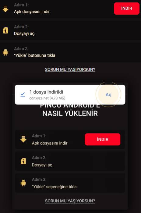 Sıradan bir android cihazda saf ve boş bir uygulama dosyasının açılması